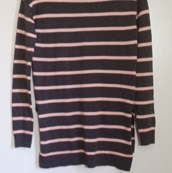 Arizona Jean Co. pink and grey striped longline crew neck sweater women's small - Picture 8 of 8